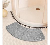Curved Bath Mat - Stone Pattern Semi Circle Shower Rug, Non Slip Soft Absorbent Bathroom Door Mat for Toilet Bathtub Entry, Washable Fanned Corner Floor Carpet for Home Hotel (Light grey,40x100cm)