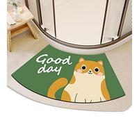 Curved Bath Mat Washable, Absorbent Diatomite Corner Shower Mat Outside Shower, Non Slip Washable Fan-Shaped Bathroom Rug for Shower Cubicle(45x100cm)