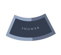 Curved Bath Rug Corner Shower Mat for Quadrant Shower Stall Bathroom Mat Water Absorbent Bath Mat Washable Soft Bathroom Rug, Blue