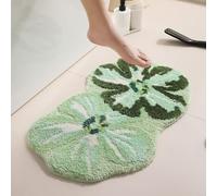 Curved Bathroom Rug,1 Pcs Cute Curved Bathroom Rug Mat, Soft Microfiber Non-Slip Water Absorbent Floor Mat For Bath Shower, Vibrant Pink Flower Shape Home Decor 17.7X25.5 Inch(green)