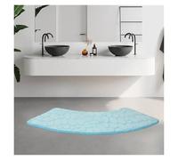 Curved Bathroom Rug Circular Shower Soft Suction Fan Shower Mat Washable Bathroom Carpet Corner Bathtub Floor Carpe(Sky blue,37.5CMx100CM)