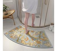 Curved Bathroom Rugs Bath Mat for Round Shower, Super Absorbent Quick Dry Thin Semi-Circular Shower Rug, Non Slip Corner Rug Tub Floor Carpet for Shower(16 x 30 in)