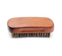 Curved Beech Wood Beard Brush for Men, Brown Oval Handle | Beard Cleaning Accessory, Drop Resistant Timber Build, Promotes Circulation, Thick Bristles, Male Grooming Use