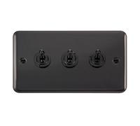 Curved Black Nickel 3 Gang 2 Way 10Ax Toggle Light Switch - Se Home