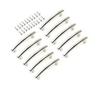 Curved Bow Handle 64mm H/C Polished Chrome & Screws Kitchen Drawer Cupboard Cabinet Door (10, 35mm Screw Length)