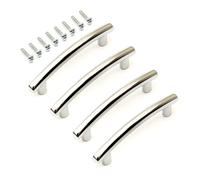 Curved Bow Handle 64mm H/C Polished Chrome & Screws Kitchen Drawer Cupboard Cabinet Door (4, 23mm Screw Length)