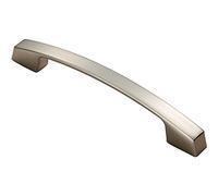 Curved Bridge Pull Handle - 169 x 14mm - 128mm Fixing Centres - Satin Nickel | Cabinet Pull Handle - Wardrobe Cupboard Door Handle - Suitable for Lightweight Internal Doors