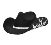 Curved Brim Cowboy Hat With Rhinestone Star Pattern For Christmas Banquet Party Cowgirls Hat Adult Taking Photo Hats Men Hats Women