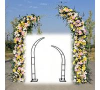 Curved Bullhorn Arch Metal Wedding Backdrop Support - Adjustable Base for Indoor/Outdoor Events, Black 1.8+2.10m (5.9+6.8ft) - Ideal for Celebrations and Parties