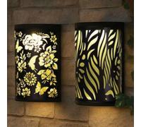 Curved Butterfly Solar Wall Panel Light, Hand Crafted Metal Garden Ornament, Home & Garden Decoration, Outdoor Solar Powered Wall Lights, 25.5 x 19cm
