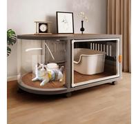 Curved Cat Cages Indoor with Litter Box, Panoramic View, Spacious for 1-2 Cats, Easy to Move, Expandable Design
