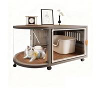 Curved Cat Cages Indoor with Litter Box, Spacious House for Cats, Easy to Move and Expand, Panoramic View for 1-2 Cats