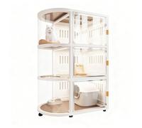 Curved Cat Cages Indoor with Litter Box, Spacious House for Cats, Easy to Move and Expand, Panoramic View for 1-2 Cats