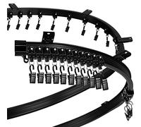 Curved Ceiling Curtain Track Bendable Mount for Curtain Rail Bunk Bed Bay Window Room Divider Flexible Straight (Black, 9.8 ft)