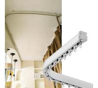 Curved Ceiling Wall Mount Curtain Track System 6ft Flexible Aluminum Curtain Rail for Bay Windows Silent Wheels Easy Install White Ideal for Drapes and Curtains