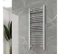 Curved Chrome Heated Towel Ladder Rail Bathroom Radiator 400mm (w) x 1000mm (h) - 1422 BTUs