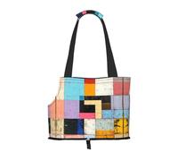 Curved Colored Squares Printed pet Shoulder Bag - Foldable Design, Small cat and Dog Travel Bag