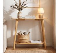 Curved Console Table - Oval - Natural - Bamboo Wood