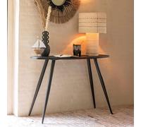 Curved Console Table - Oval - Tapered Legs - Black - Recycle Teak Wood