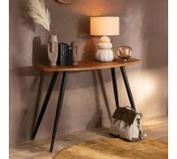 Curved Console Table - Oval - Tapered Legs - Natural and Black - Recycle Teak Wood
