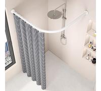 Curved Corner Bathtub Grab Bar LShapedAdjustable Stainless Steel Shower Rail for Small Bathrooms White (Size: C 90130 * 90130cm)