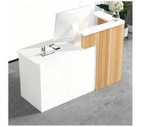 Curved Corner Reception Desk with Lockable Storage Cabinet Cable Access Holes High Load Capacity - Modern Stylish Furniture for Office & Business Use