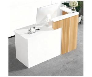 Curved Corner Reception Desk with Lockable Storage Cabinet Cable Access Holes High Load Capacity - Modern Stylish Furniture for Office & Business Use