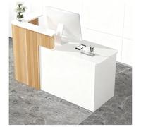 Curved Corner Reception Desk with Locking Storage Cabinet & Cable Management Stylish Office Furniture for Business Reception Areas High Weight Capacity Efficient Design