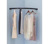 Curved Corner Wardrobe Rail - Space-Saving Clothes Hanging Bar for Cloakroom & Bathroom Garment Support Pipe 120x120cm (47.3"x47.3") - Black