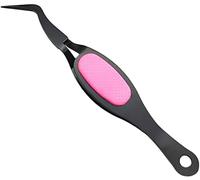 Curved Craft Tweezers Crossing Lock Tweezers Stainless Steel Soft-Grip Tweezers Reverse Grip Precision Tweezers Jewelry Tweezers with Fine Point Tips,Pink+Black