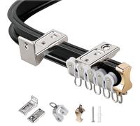 Curved Curtain Track - Flexible U/L-Shaped Silent Roller Rails for Ceiling & Wall Mount - Ideal for Shower Bay Window RV Room Dividers - Easy Installation