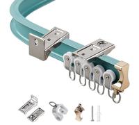 Curved Curtain Track - Flexible U-Shaped & L-Shaped Roller Rails Silent Ceiling/Wall Mount Runners for Shower Bay Window RV Room Dividers - Easy Installation & Smooth Operation