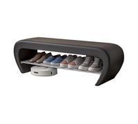 Curved Design Black Storage Bench with Cushion EasyClean Shoe Rack No Installation Needed Perfect for Living Room Entryway & Bedroom (60cm)