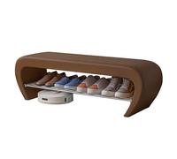 Curved Design Entryway Bench with Cushion & Shoe Storage Easy Clean Leather No Installation Required Perfect for Living Room Entryway & Bedroom (Brown 60cm)