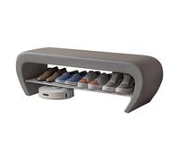 Curved Design Grey Entryway Bench with Cushion EasyClean Shoe Storage No Installation Needed Ideal for Living Room Bedroom & Hallway (60cm)