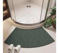 Curved Diatomaceous Earth Bath Mat Super Absorbent Fanned Floor Mat, Quick-Drying Bathroom Rugs, Shower Mats Non-Slip Bath Tub for Quadrant Shower Stall, Simple Kitche(Size:60*120cm,Color:Dark Green)