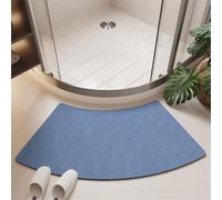 Curved Diatomaceous Earth Bath Mat Super Absorbent Fanned Floor Mat, Quick-Drying Bathroom Rugs, Shower Mats Non-Slip Bath Tub for Quadrant Shower Stall, Simple Kitchen Door(Size:45*100cm,Color:Blue)