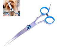 Curved Dog Grooming Scissors, 1 Pair 7,5in Stainless Steel Thinning Shears with Dropped Handle for Medium to Large Breeds - Professional Curved Scissors for Dog Grooming and Coat Shaping