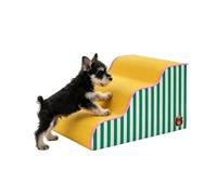 Curved Dog Steps for Bed, 2/3-Step Dog Ramp for Sofa/Window/Car, Non-Slip Small Cat Steps Pet Stairs with Detachable Cover, Puppy Gentle Slope Sponge Ladder (Yellow-3 Steps)