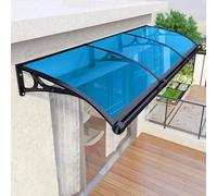 Curved Door Canopy Awning - Lake Blue Polycarbonate Rain Cover for Patio & Window UV & Snow Protection 100x140cm/39x55in Outdoor Shelter