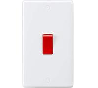 Curved Edge 2 Gang DP Switch in White with White Rockers