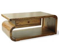 Curved Edge Mango Wood 1 Drawer Coffee Table