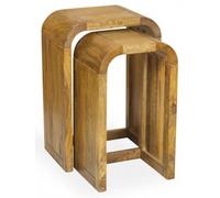 Curved Edge Mango Wood Nest of 2 Tall Tables
