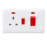 Knightsbridge CU8333N White Curved Edge 45A DP Switch + 13A Switched Socket + Neon