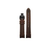 Curved End 22mm 20mm Leather Watch Band Fit for Tudor Black Bay/Seiko/Casio/Armani/Hamilton(Brown-Black Folding,22mm)