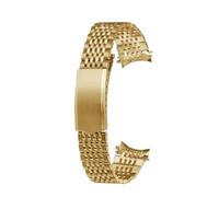 Curved end Watchband Compatible With Omega De Ville 424 Old Seamaster Stainless Steel Watch Strap 18mm 19mm 20mm Men's Bracelet accessories(Golden,19mm)