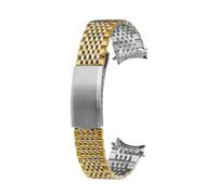 Curved end Watchband Compatible With Omega De Ville 424 Old Seamaster Stainless Steel Watch Strap 18mm 19mm 20mm Men's Bracelet accessories(Silver Golden,20mm)