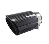 curved exhaust pipe 1 Pcs Universal Car Glossy Carbon Muffler Tip Exhaust System Pipe Mufflers Nozzle Universal Straight Stainless Black(67mm IN-102mm OUT)