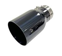 curved exhaust pipe 1pcs Stainless Steel Universal Exhaust System Tailpipe Car Exhaust Pipe Single Straight Muffler Tip Titanium Black Flat Outlet(54mm-89mm)