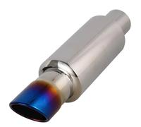 curved exhaust pipe 1PCS Universal Car Exhaust Systems Muffler Silver Car Exhaust Muffler Tip Stainless Pipe Rear Tail Throat Straight Exhaust Pipe(Blued)